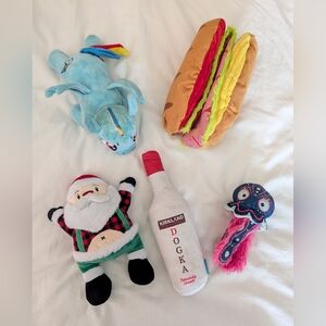 BarkBox Toy Bundle - Unicorn, Hoagie Sandwich, Squid, Santa, Vodka Bottle